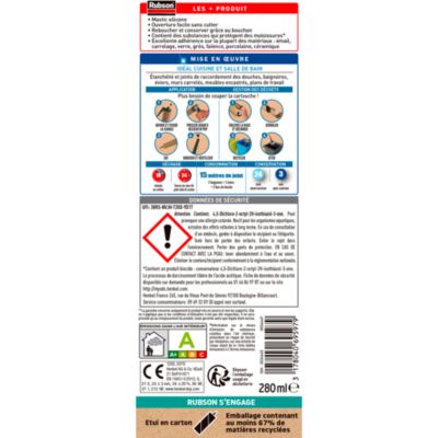 Mastic sanitaire transparent Salle de bain Saine Rubson 280 ml