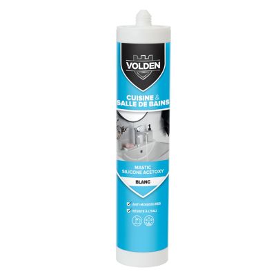 Mastic silicone acétoxy cuisine et salle de bain Volden blanc 280ml