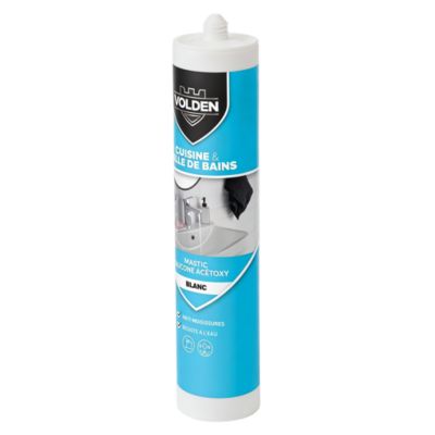 Mastic silicone acétoxy cuisine et salle de bain Volden blanc 280ml