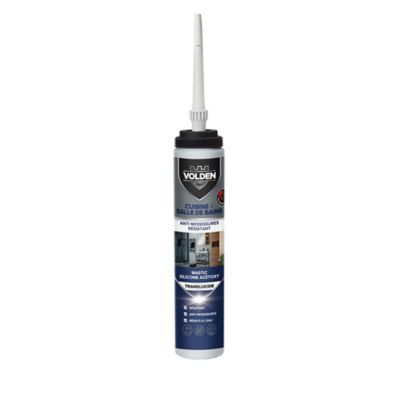 Mastic silicone acétoxy cuisine et salle de bains Volden translucide 200ml