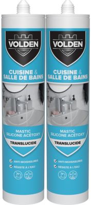Mastic silicone acétoxy translucide Volden cuisine et salle de bains vendu par 2