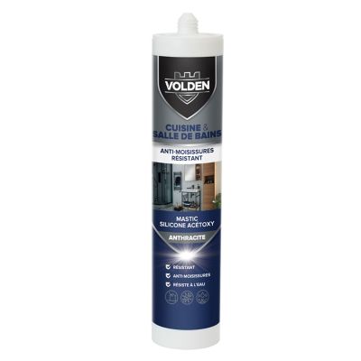 Mastic silicone cuisine et salle de bain Volden gris anthracite 280ml