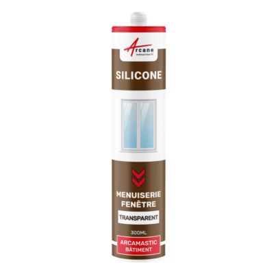 Mastic Silicone intérieur extérieur pour fenêtres ARCAMASTIC BATIMENT Transparent - 300 ml x 1 - ARCANE INDUSTRIES