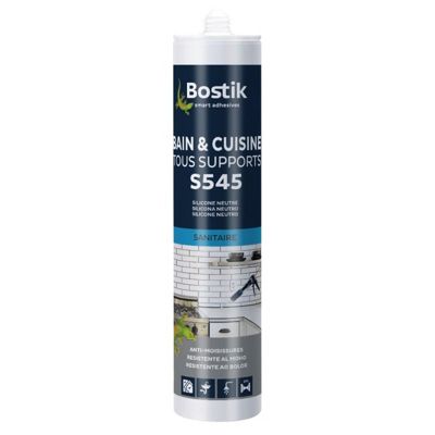 Mastic silicone neutre S545 Bain Cuisine Tous supports - Gris Béton 310 ml