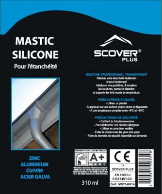 Mastic silicone zinc cuivre alu