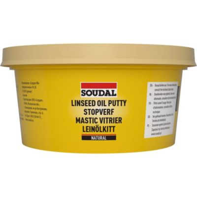Mastic vitrier non-durcissant coloris naturel 500G Soudal