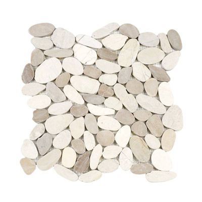 MAT INTER - Feuille 300x300 - Galets scies mix blanc / beige