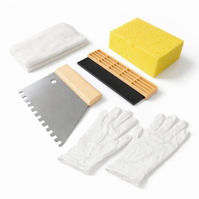 MAT INTER - Kit de pose Carrelage Peigne U9 + Raclette 20cm + Eponge hydro + Gants + Voile sachet refermable