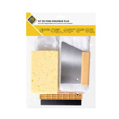 MAT INTER - Kit de pose Mosaïque Peigne V6 + Raclette 20cm + Eponge hydro + Gant + Voile