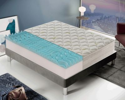 Matelas 120x190 en mousse à mémoire de forme - Epaisseur 25 cm - Mousse à mémoire de forme 5 cm - 9 zones - Housse amovible