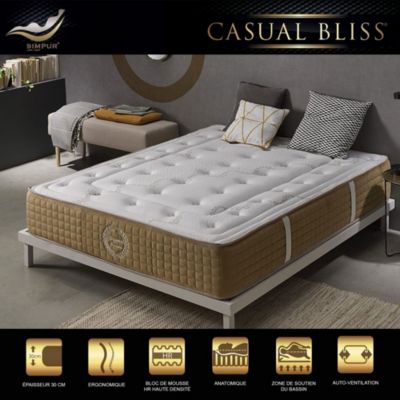 Matelas 140x190 mousse bliss confort  épaisseur 30 cm  ergonomiquee  soutien semi-ferme à ferme
