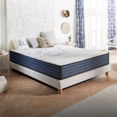 Matelas 140x190 ressorts ensachés - Épaisseur 26 cm - Réversible - Couchage Indépendant - Blue Latex - 7 zones - Perfect Dream