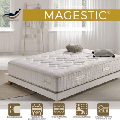Matelas 180x200 magestic  ressorts ensachés avec mousse de confort multizone  épaisseur 30 cm  7 zones de confort