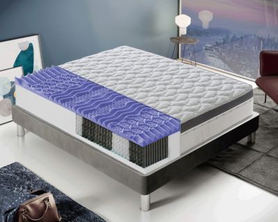 Matelas 180x200 à ressorts ensachés 800 - Epaisseur 28 cm - Mousse à mémoire de forme 6 cm - 9 zones de confort - Positano