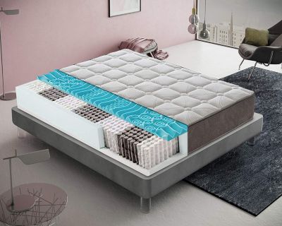 Matelas 80x190 à ressorts ensachés et à mémoire de forme - Mousse à mémoire de forme de 4 cm - 9 zones de confort