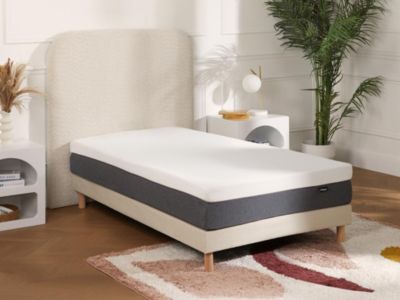 Matelas 90 x 190 cm hybride ressorts ensachés accueil mémoire de forme et mousse 7 zones déhoussable ép.25cm - KEPUR de YSMÉE