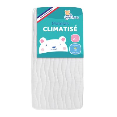 Matelas Bébé Climatisé - Réversible - 1 face Été fraîche / 1 face Hiver ouatinée - OekoTex - Fabrication Française