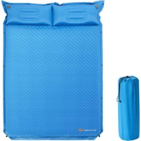 Matelas Camping Autogonflant 2 Personnes Matelas Gonflable 2 Personnes Connectable 2 Oreillers en U Bleu