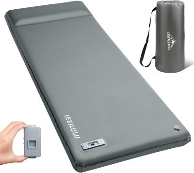 Matelas Camping Gonflable avec Pompe Électrique - Autogonflant avec Oreiller Intégré