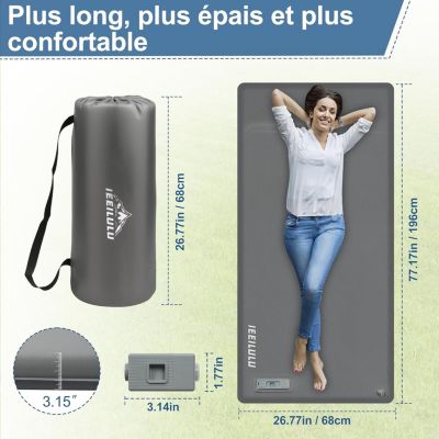 Matelas gonflable 2 places auto-gonflant - Fini les maux de dos en camping