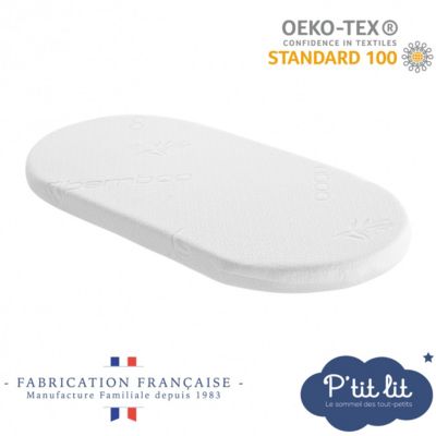 Matelas de Couffin Bamboo - 72x32 cm - Viscose Douce et Soyeuse - Réversible - Idéal Landau Nacelle et Berceau