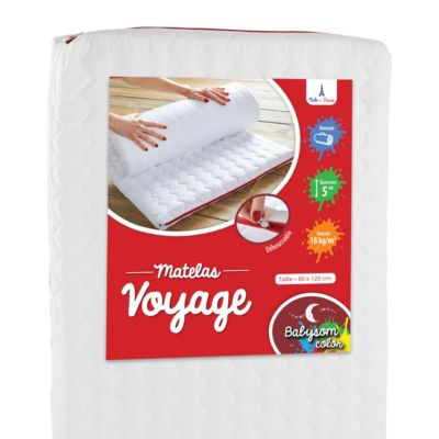 Matelas de Voyage pour Bébé - Roulé : Idéal pour couchage d'appoint - Microfibre Ouatinée Accueil Doux et Moelleux - Déhoussable