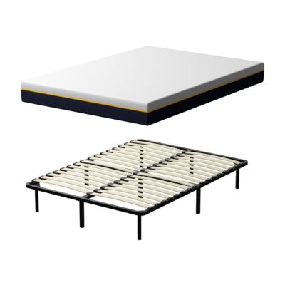 Matelas double en mousse de 17 cm + sommier à lattes de 16 rangs 140x190 cm