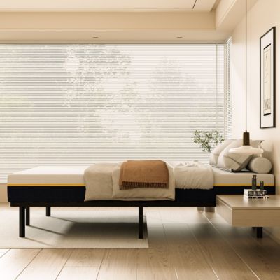 Matelas double en mousse de 17 cm + sommier à lattes de 16 rangs 140x190 cm