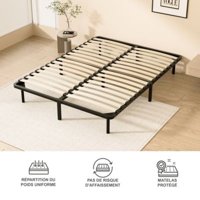 Matelas double en mousse de 17 cm + sommier à lattes de 16 rangs 140x190 cm