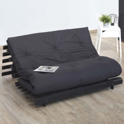 Matelas Futon Coton + Fibres Gris Anthracite 160x200