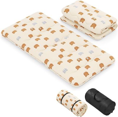Matelas Futon Japonais 1 Personne,Lit de Couchage Enroulable de Sol Pliable et Portable avec Sac de Transport pour Camping