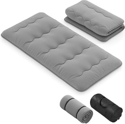 Matelas Futon Japonais 1 Personne,Lit de Couchage Enroulable de Sol Pliable et Portable,Sac de Transport,Gris