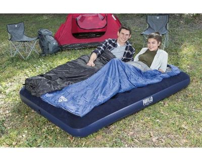 Matelas gonflable grand 2 places Outsunny 8,7 po h. bleu avec pompe à