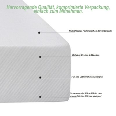 Matelas mousse 140x200 cm - Matelas ergonomique, respirant, antidérapant - Mousse - Sans matelas - Blanc