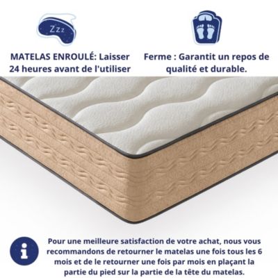 Matelas Mousse 160x200 Firenza, Ferme, Réversible, Côté Été/hiver, H25 Cm