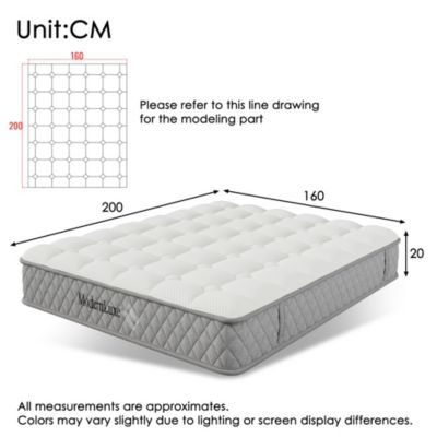 Matelas Orthopédique 160x200 cm - Ressorts ensachés 7 Zones, Fermeté H3 Moyenne, Épaisseur 20 cm, Respirant et Aéré - Blanc