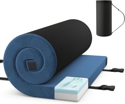 Matelas Pliable 1/2 Personnes, Matelas Camping Portable en Mousse à Mémoire de Forme Douce et Confortable