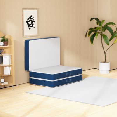 Matelas pliant en trois parties de 120 x 195 cm, mousse épaissie de 15 cm, housse de matelas amovible