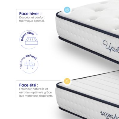 Matelas ressorts - 180x200 - 26 cm - Hybride - Blue Latex - Couchage Indépendant - Confort Mi-Ferme - Réversible - Upsilon