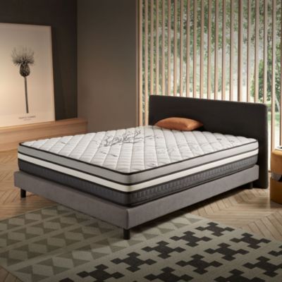 Matelas Ressorts Ensachés Trilux - 140x190 - 26 cm - Mémoire de forme - Blue Latex - Couchage Indépendant - Réversible - 7 zones