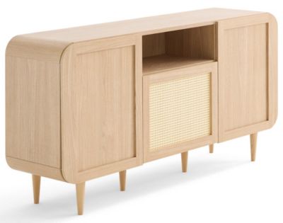 Mathilde - buffet bas - bois et cannage - 170 cm - Best Mobilier