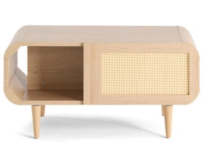 Mathilde - table basse - effet bois et cannage - 1 niche - 100 cm ...