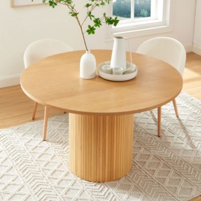Mati - Table à manger 4 personnes ronde en bois - Bois clair