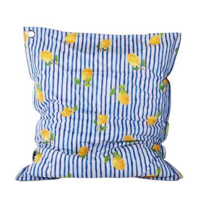 Maxi coussin déperlant intérieur / extérieur imprimé citrons bleu, jaune 140 x 120 cm