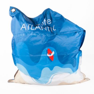 Maxi coussin déperlant intérieur / extérieur imprimé côte atlantique bleu 130 x 110 cm