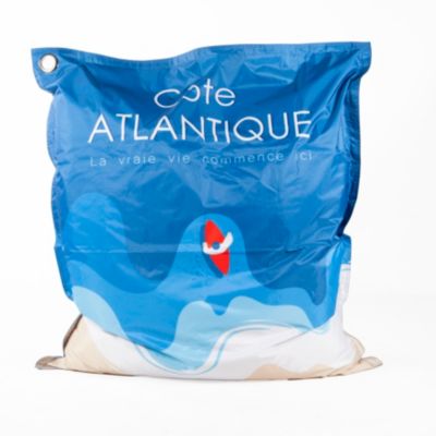 Maxi coussin déperlant intérieur / extérieur imprimé côte atlantique bleu 130 x 110 cm