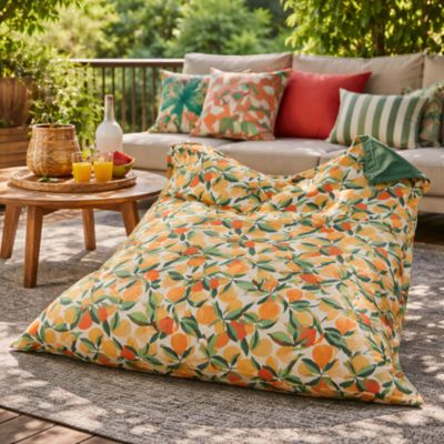 Maxi coussin déperlant intérieur / extérieur imprimé oranges 140 x 120 cm