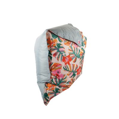 Maxi coussin déperlant intérieur / extérieur imprimé tropical vert, rose 140 x 120 cm
