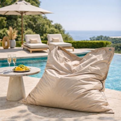 Maxi coussin déperlant intérieur / extérieur uni beige 140 x 120 cm