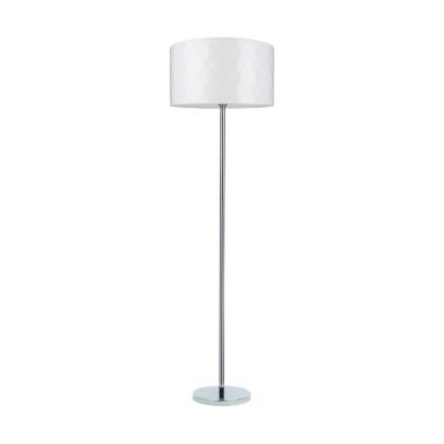 Maxima Lampadaire 1xE27 Max.60W Métal Chromé/Câble PVC Transparent/Abat-jour en Matière Synthétique Blanche
